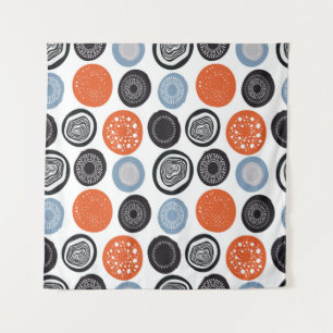 Modern geometric pattern with drawn circles tapestry