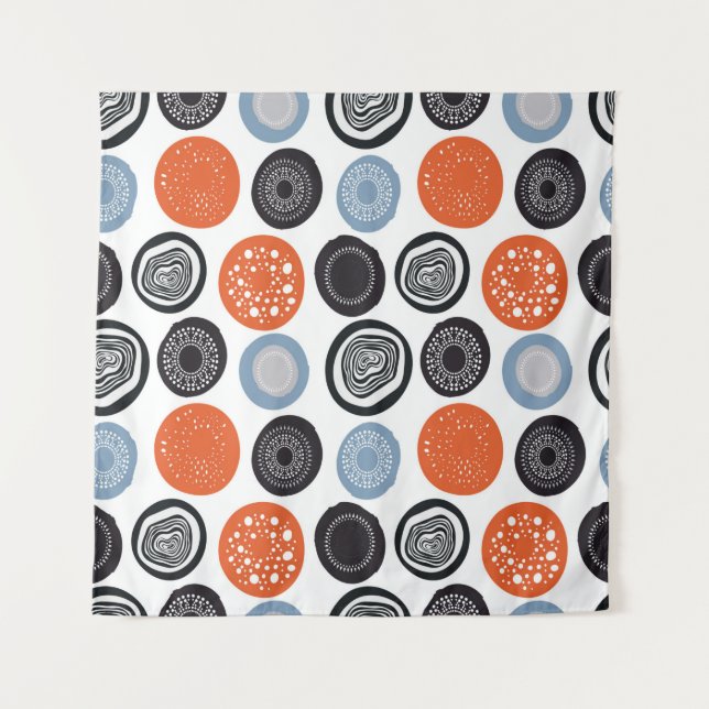 Modern geometric pattern with drawn circles tapestry (Front)