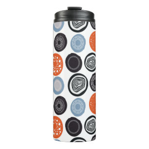 Modern geometric pattern with drawn circles thermal tumbler