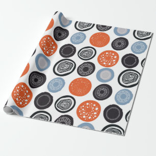 Modern geometric pattern with drawn circles wrapping paper