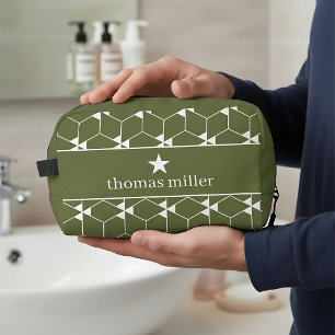 Modern geometric pattern with star Monogram Dopp Kit