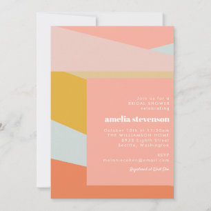 Modern Geometric Peach Pastel Bridal Shower Invitation