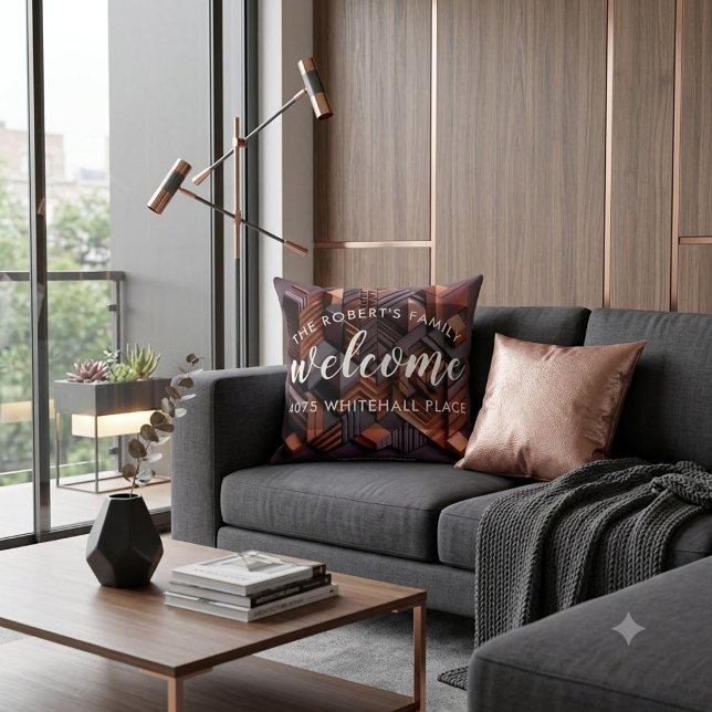 Modern Geometric Personalised Welcome Pillow (Creator Uploaded)