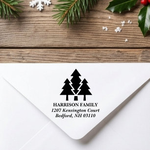 Modern Geometric Pine Tree Return Address Custom Rubber Stamp