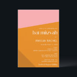 Modern Geometric Pink Burnt Orange Bat Mitzvah Invitation<br><div class="desc">Modern Bold Geometric Pink and Burnt Orange Shapes Bat Mitzvah Invitation</div>
