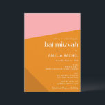 Modern Geometric Pink Burnt Orange Bat Mitzvah Invitation<br><div class="desc">Modern Bold Geometric Pink and Burnt Orange Shapes Bat Mitzvah Invitation</div>