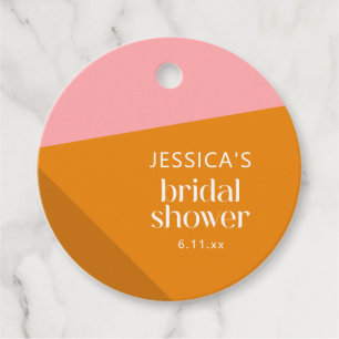 Modern Geometric Pink Orange Custom Bridal Shower Favour Tags