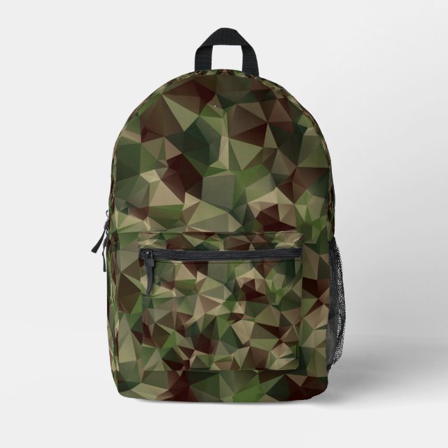 Modern Geometric Polygon Camouflage Pattern Printed Backpack (Front)