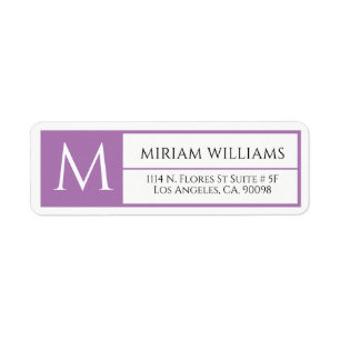 Modern Geometric Purple Frame Custom Monogram Return Address Label
