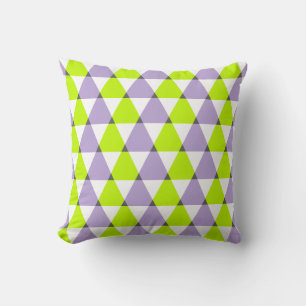 Modern Geometric Purple Green Triangles Pattern Cushion