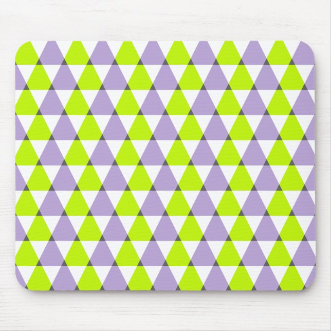 Modern Geometric Purple Green Triangles Pattern Mouse Pad (Front)