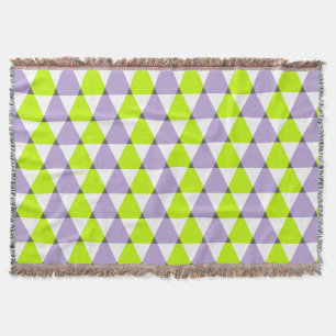 Modern Geometric Purple Green Triangles Pattern Throw Blanket