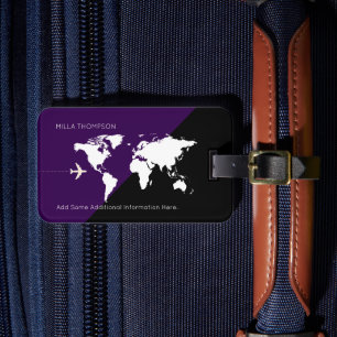 Modern & Geometric Purple Travel Luggage Tag