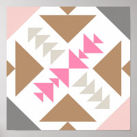 Modern Geometric Quilt Design in Pink and Copper