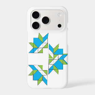 Modern Geometric Quilt Mosaic Pattern Blue Green P