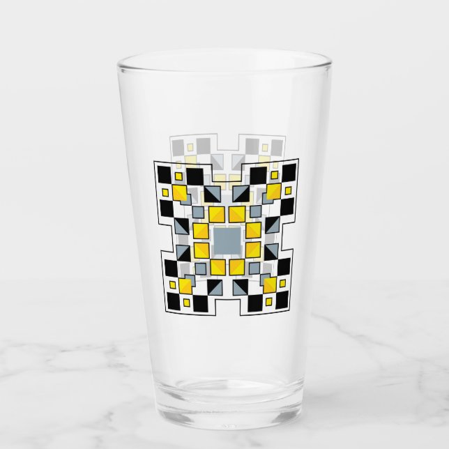 Modern Geometric Quilt Pattern Art  Glass (Front)