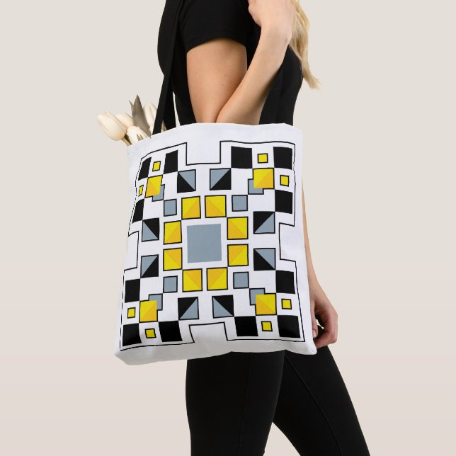 Modern Geometric Quilt Pattern Art  Tote Bag (Close Up)