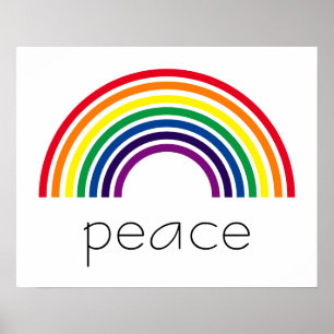 Modern Geometric Rainbow Circles Peace Poster