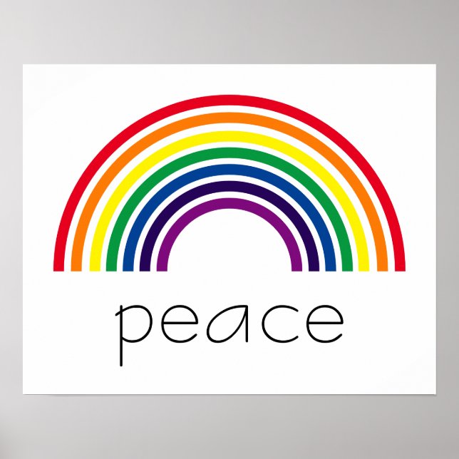 Modern Geometric Rainbow Circles Peace Poster (Front)