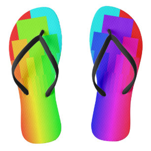 Modern Geometric Rainbow Colour Block Pattern Thongs