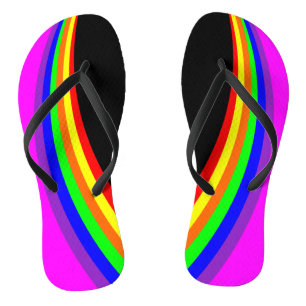 Modern Geometric Rainbow Colour Stripe Pattern Thongs