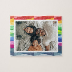 Modern Geometric Rainbow Personalised Photo Jigsaw Puzzle