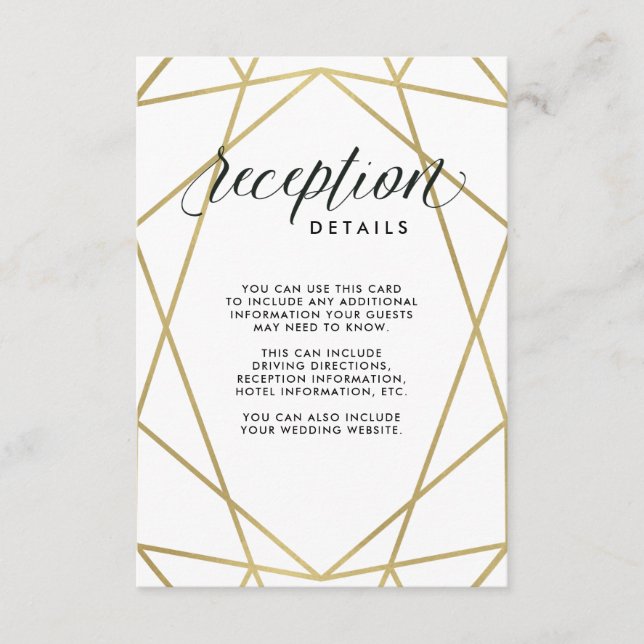 Modern Geometric Reception Details Enclosure Card (Front)