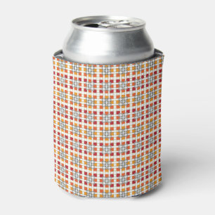 Modern geometric red Amber squares pattern Can Cooler