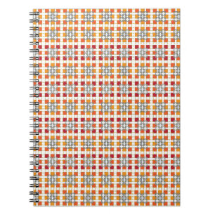 Modern geometric red Amber squares pattern Notebook