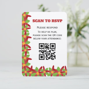 Modern Geometric Red and Green Vector Blossom RSVP Card