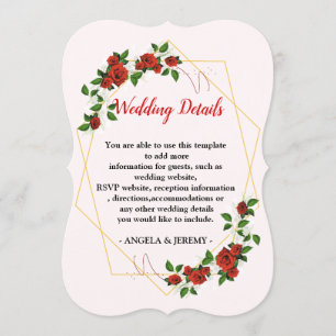 Modern Geometric Red Floral-weddin Reception Detai Invitation