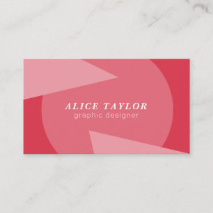 Modern geometric red pink monochrome home designer business card