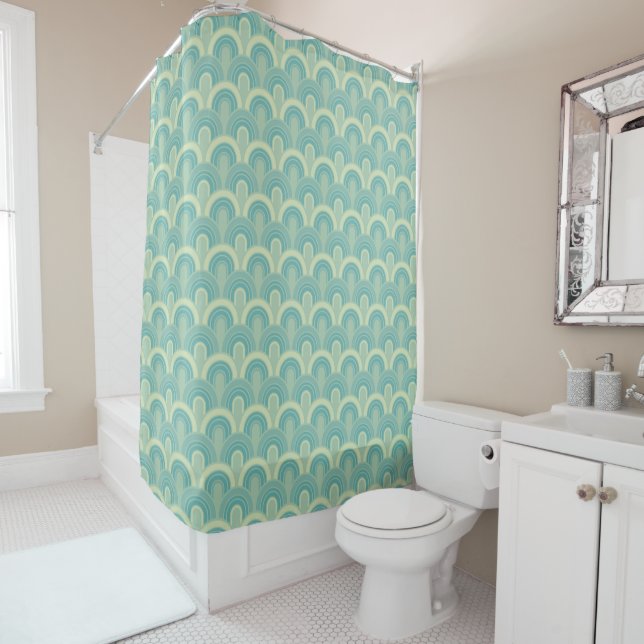 Modern Geometric Retro Fifties Pattern #5 Shower Curtain (In Situ)