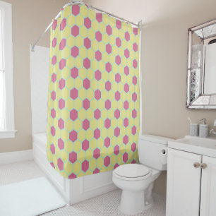 Modern Geometric Retro HoneyComb Pattern Shower Curtain