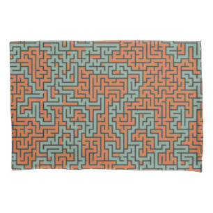 Modern Geometric Retro Maze Pattern Pillowcase