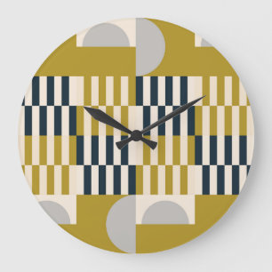 Modern geometric, retro Scandinavian pattern Large Clock