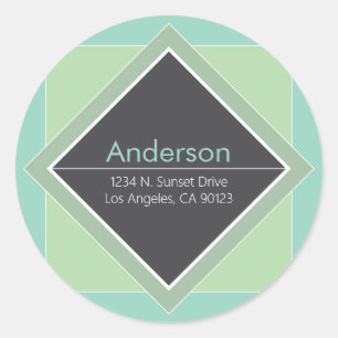 Modern Geometric Return Address  Classic Round Sticker