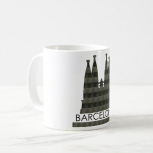 Modern Geometric Sagrada Familia Barcelona Skyline Coffee Mug