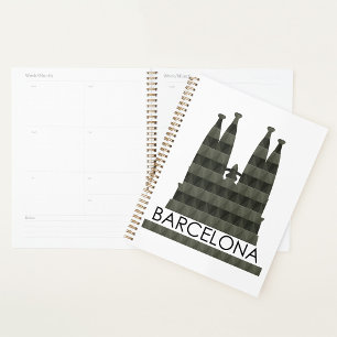 Modern Geometric Sagrada Familia Barcelona Skyline Planner
