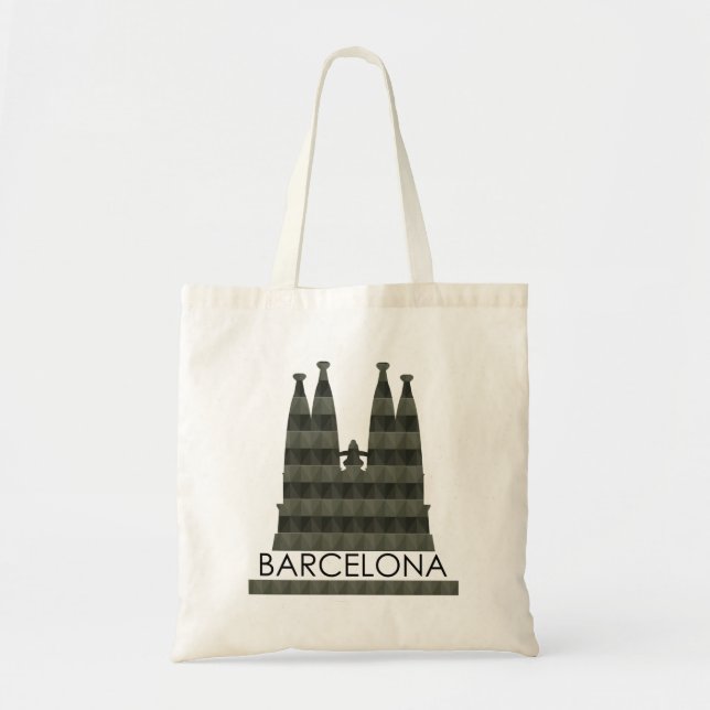 Modern Geometric Sagrada Familia Barcelona Skyline Tote Bag (Front)