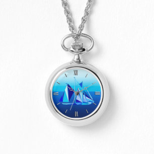 Modern Geometric Sailboat / Yacht, Cobalt Blue Watch