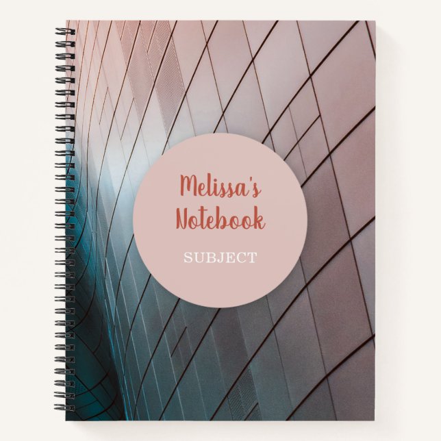 Modern Geometric Script Personalised Name Notebook (Front)