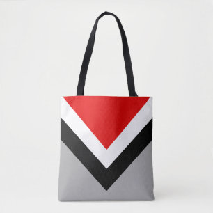 Modern Geometric Shape in Black Grey Red & White Tote Bag