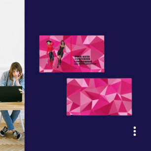 Modern Geometric Shape Pink Couturier Business Card