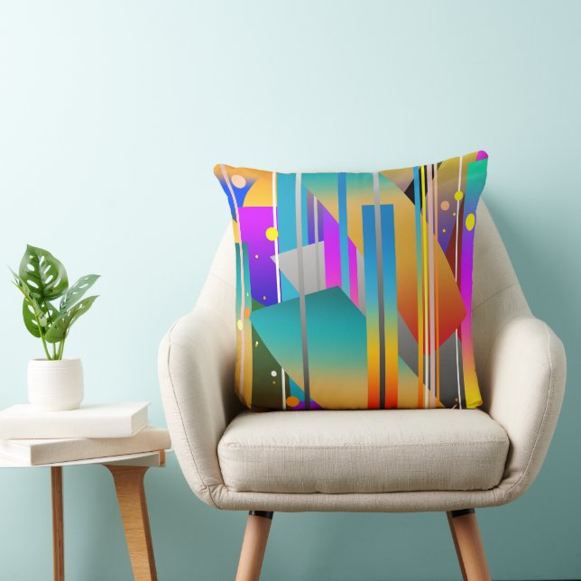 Modern Geometric Shapes Abstract Pattern  Cushion (Chair)