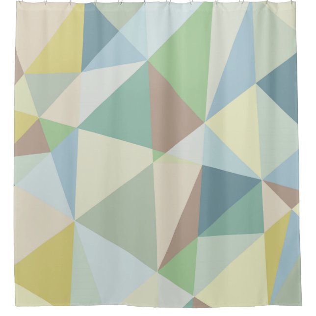 Modern Geometric Shapes Design Soft Pastel Tones Shower Curtain (Front)