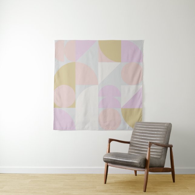 Modern Geometric Shapes in Winter Pastels Tapestry (In Situ (Horizontal))