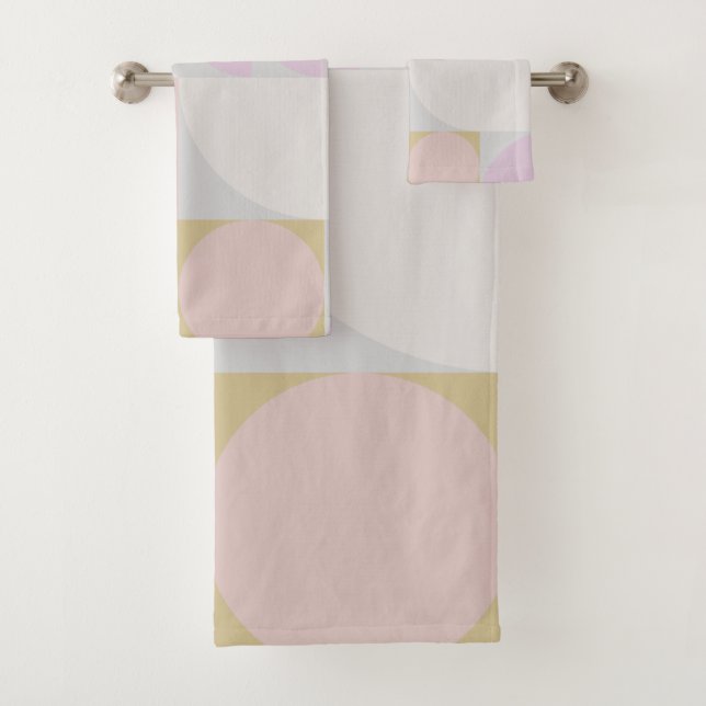 Modern Geometric Shapes Pattern in Winter Pastels Bath Towel Set (Insitu)