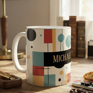 Modern Geometric Shapes With Name Coffee Mug