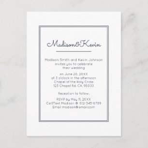 Modern Geometric Simple Blue Wedding Postcard